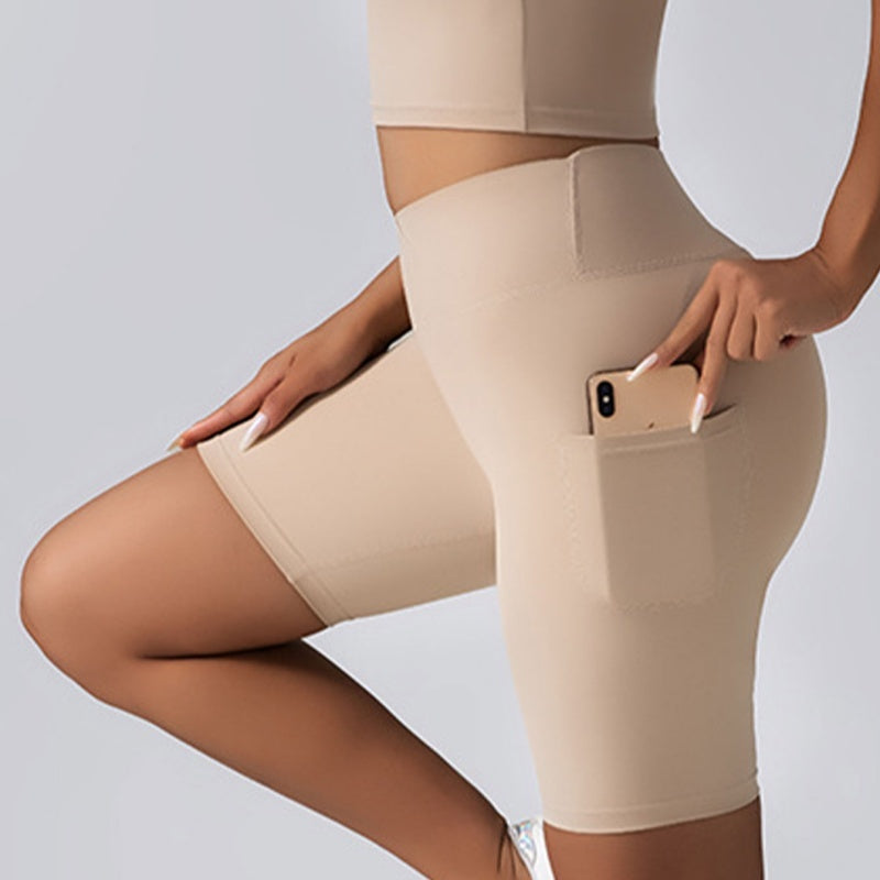 Biker Shorts Women Tummy Control No Seam High Waist Yoga Gym Workout Running Volleyball Shorts With Pockets