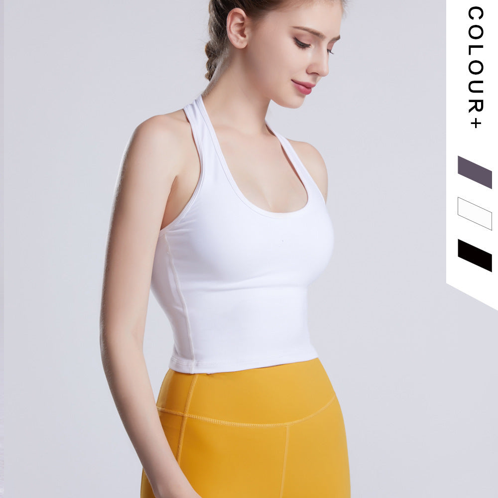 Halter sports yoga wear with chest pad