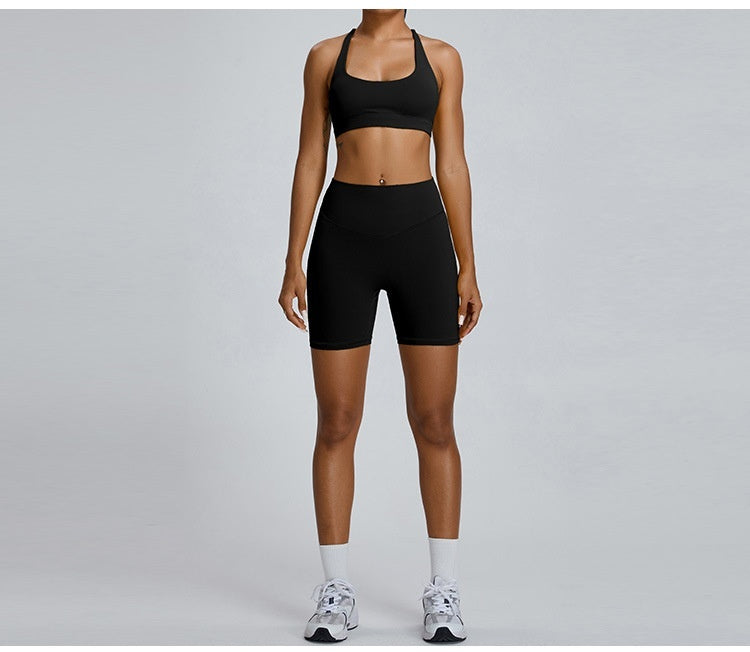 High Waist Belly Contracting Running Cycling Fitness Summer Nude Feel Yoga Shorts For Women