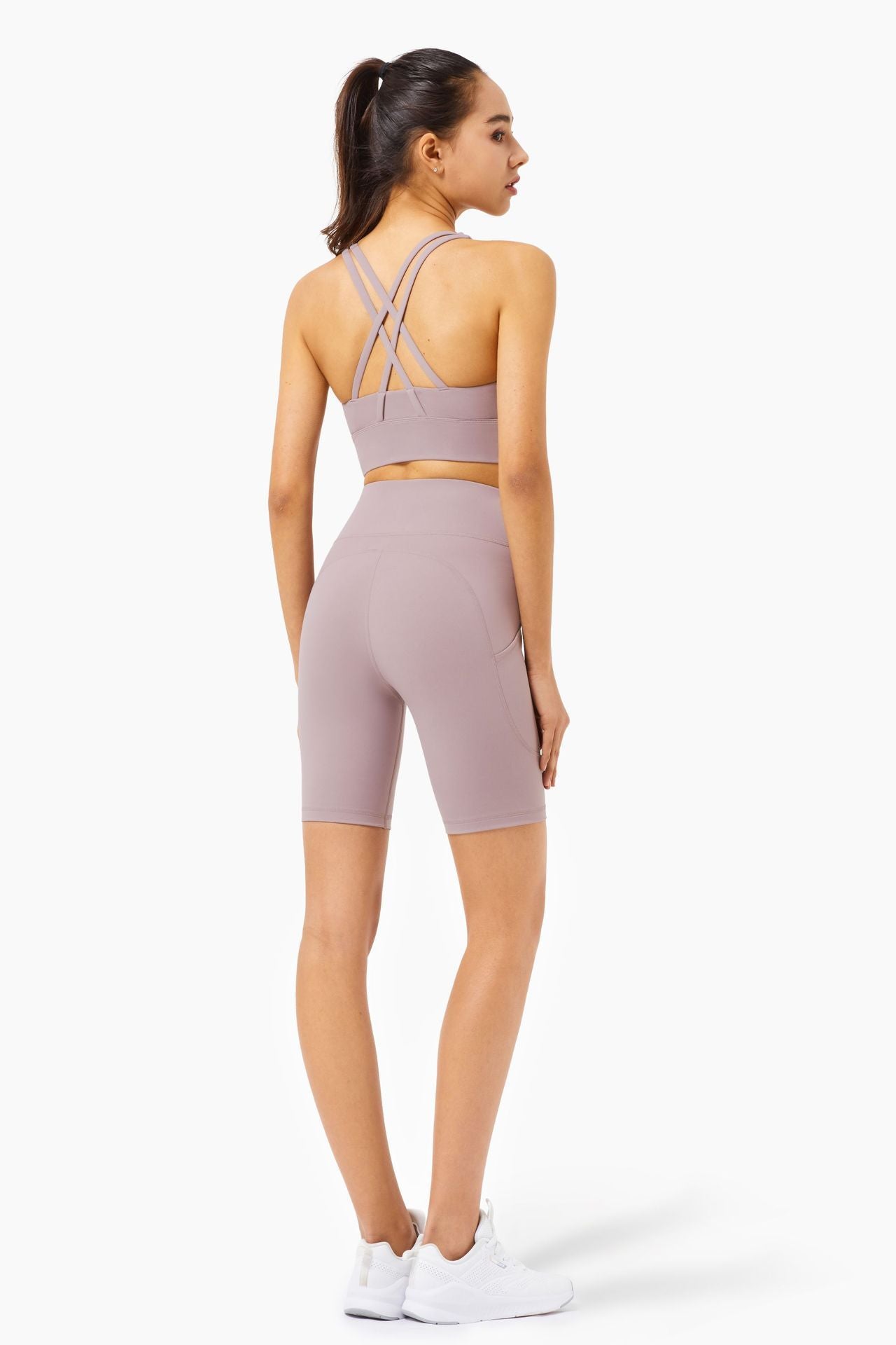 Sports Fitness Pants Women High Waist Peach Hip Yoga Pants Pocket Five-Point Shorts