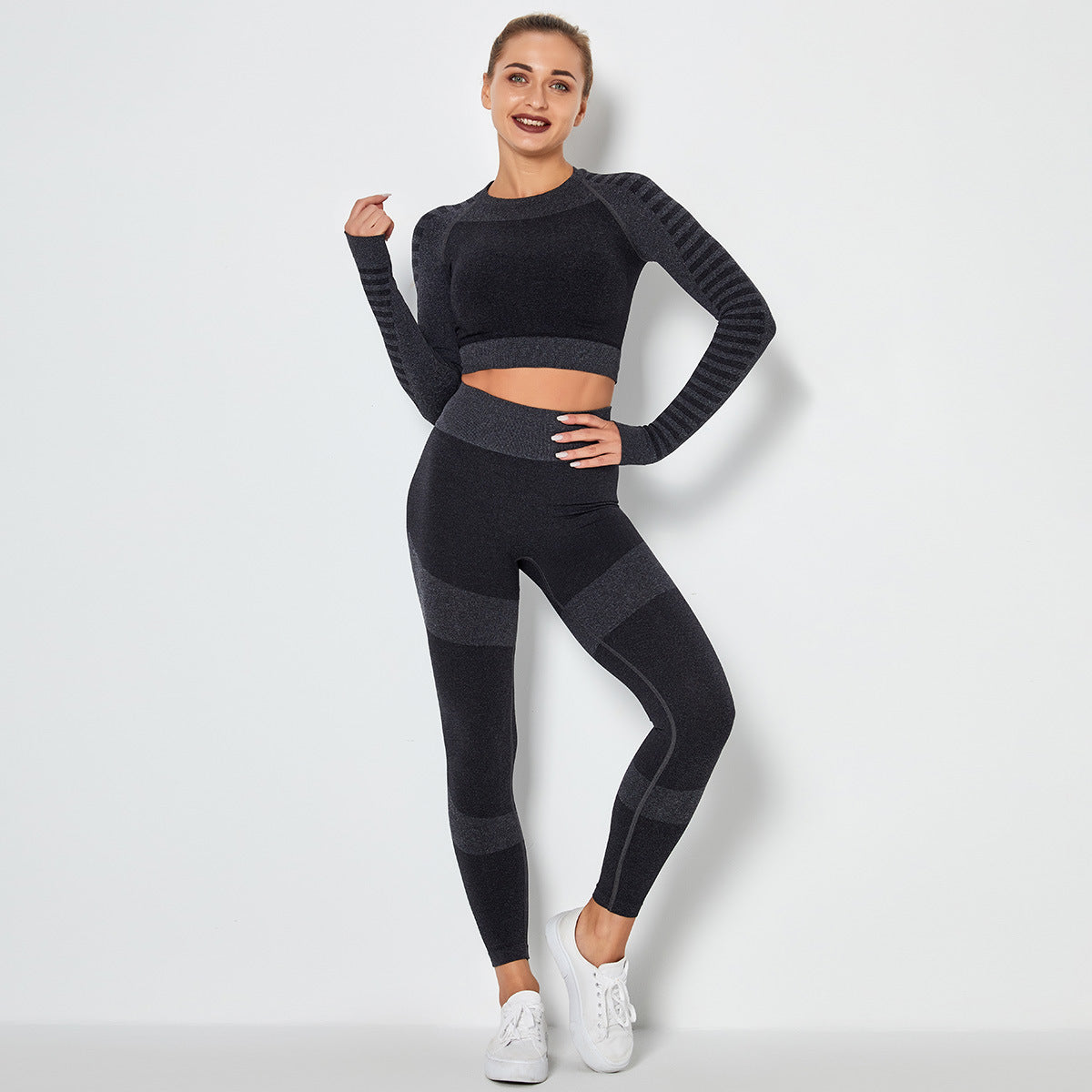 Seamless Knitted Sexy Breathable Shorts Bra Yoga Set
