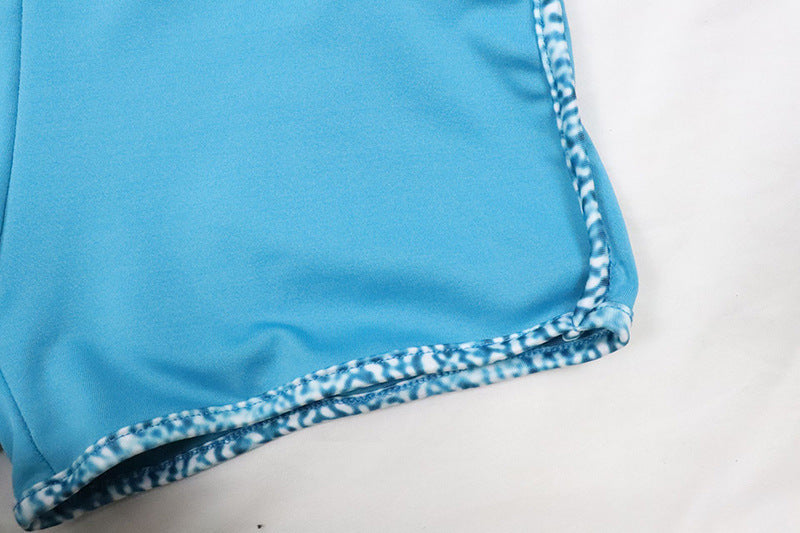 Printed vest color-block shorts yoga wear
