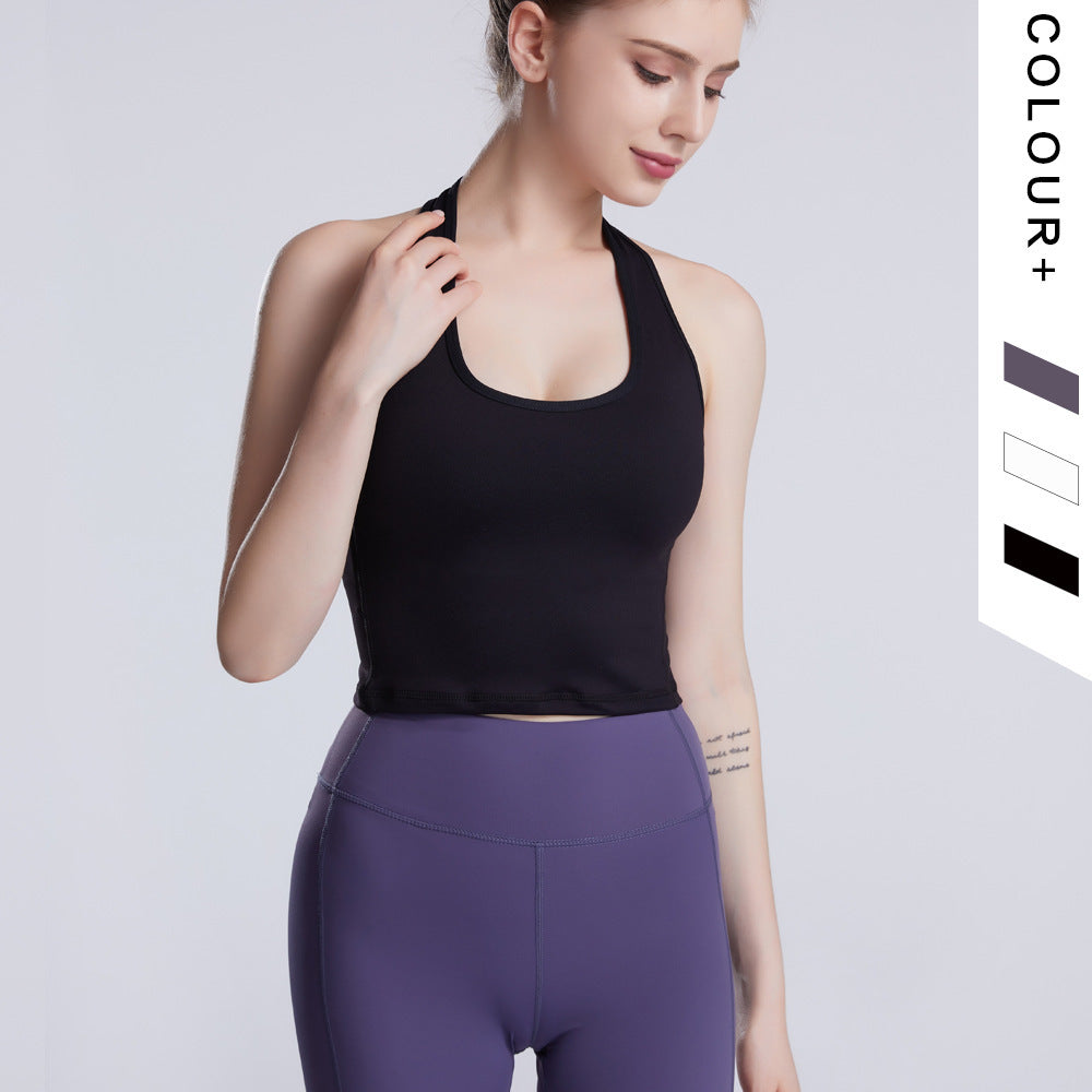 Halter sports yoga wear with chest pad