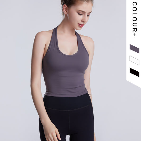 Halter sports yoga wear with chest pad
