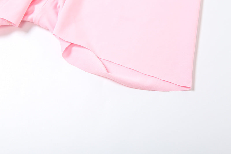 Deep V Navel Pleated Shorts Suit Women
