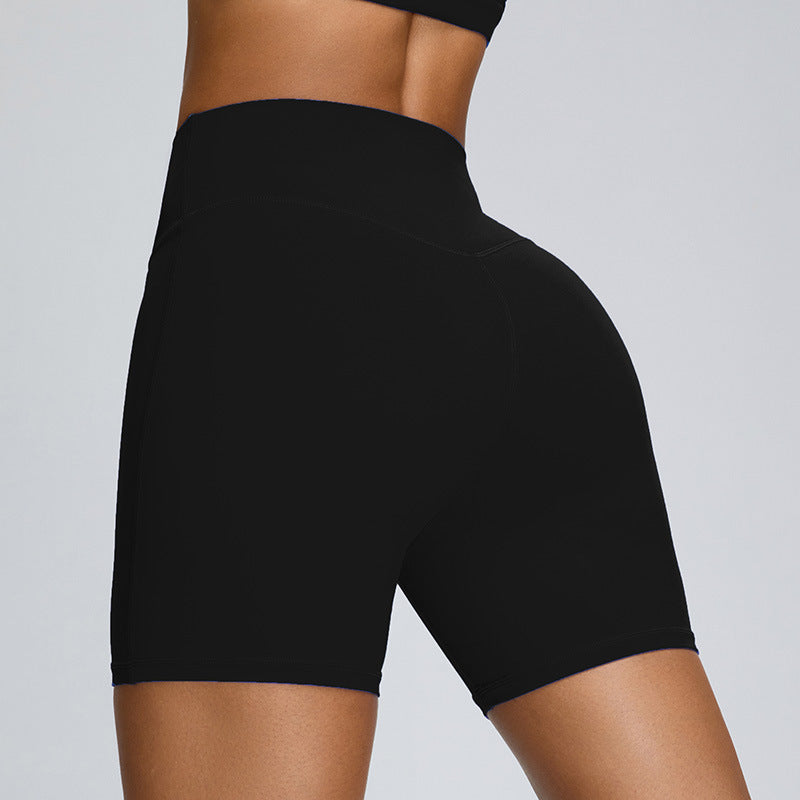 High Waist Belly Contracting Running Cycling Fitness Summer Nude Feel Yoga Shorts For Women