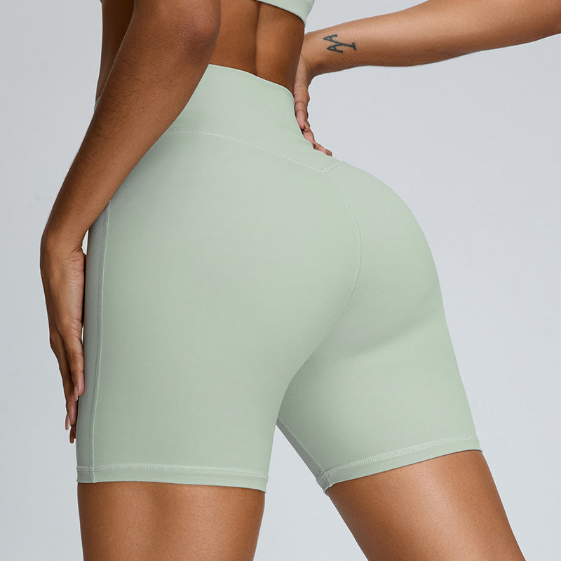 High Waist Belly Contracting Running Cycling Fitness Summer Nude Feel Yoga Shorts For Women