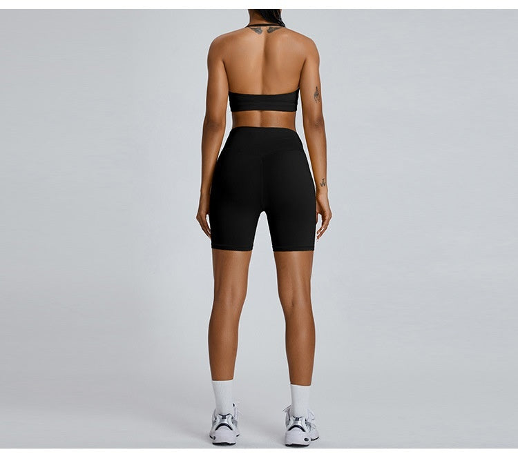 High Waist Belly Contracting Running Cycling Fitness Summer Nude Feel Yoga Shorts For Women