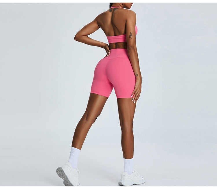 High Waist Belly Contracting Running Cycling Fitness Summer Nude Feel Yoga Shorts For Women