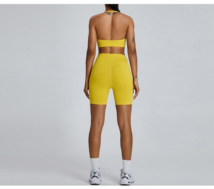 High Waist Belly Contracting Running Cycling Fitness Summer Nude Feel Yoga Shorts For Women