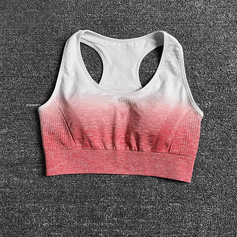 Gradient Seamless Yoga Shorts Women's Sports Gather Bra