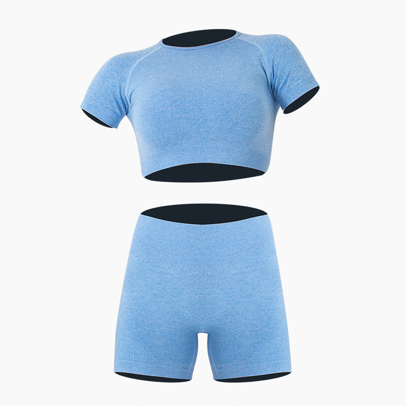 Solid Color Sports Shorts Short Sleeve Yoga Suit
