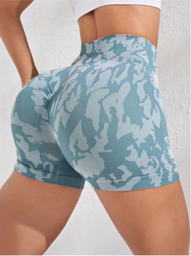 Fashion Tie-dye Tight Yoga Shorts For Women