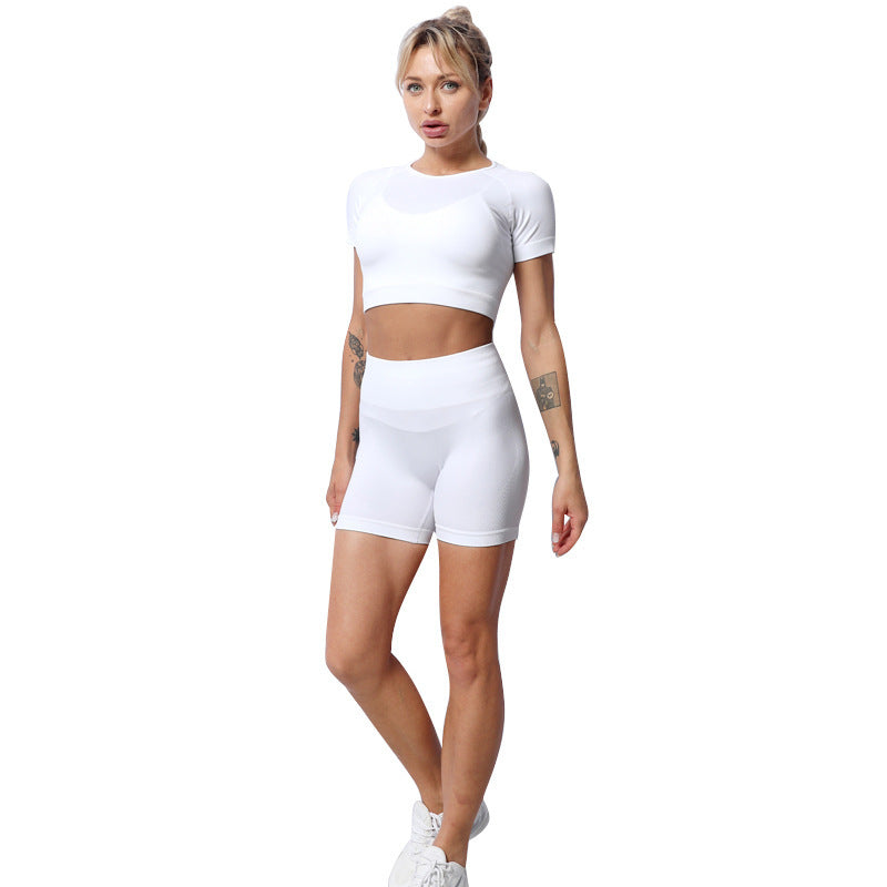 Solid Color Sports Shorts Short Sleeve Yoga Suit