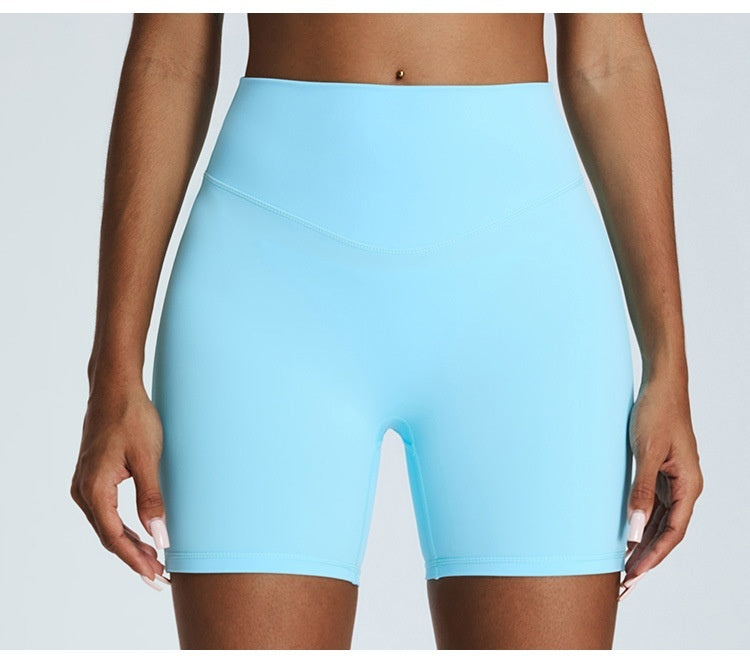 High Waist Belly Contracting Running Cycling Fitness Summer Nude Feel Yoga Shorts For Women